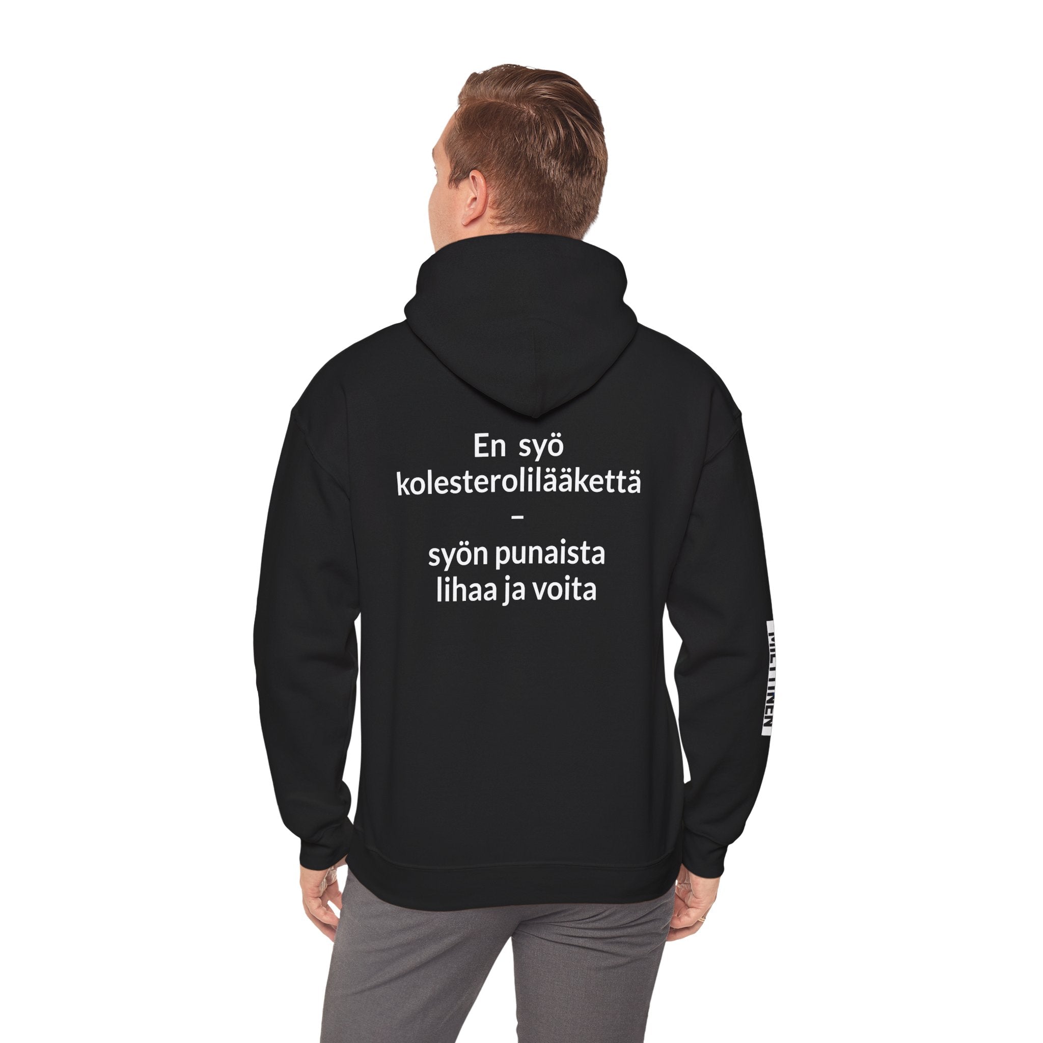 Ari Miettinen kanavan huppari tekstillä en syö kolesterolilääkettä
