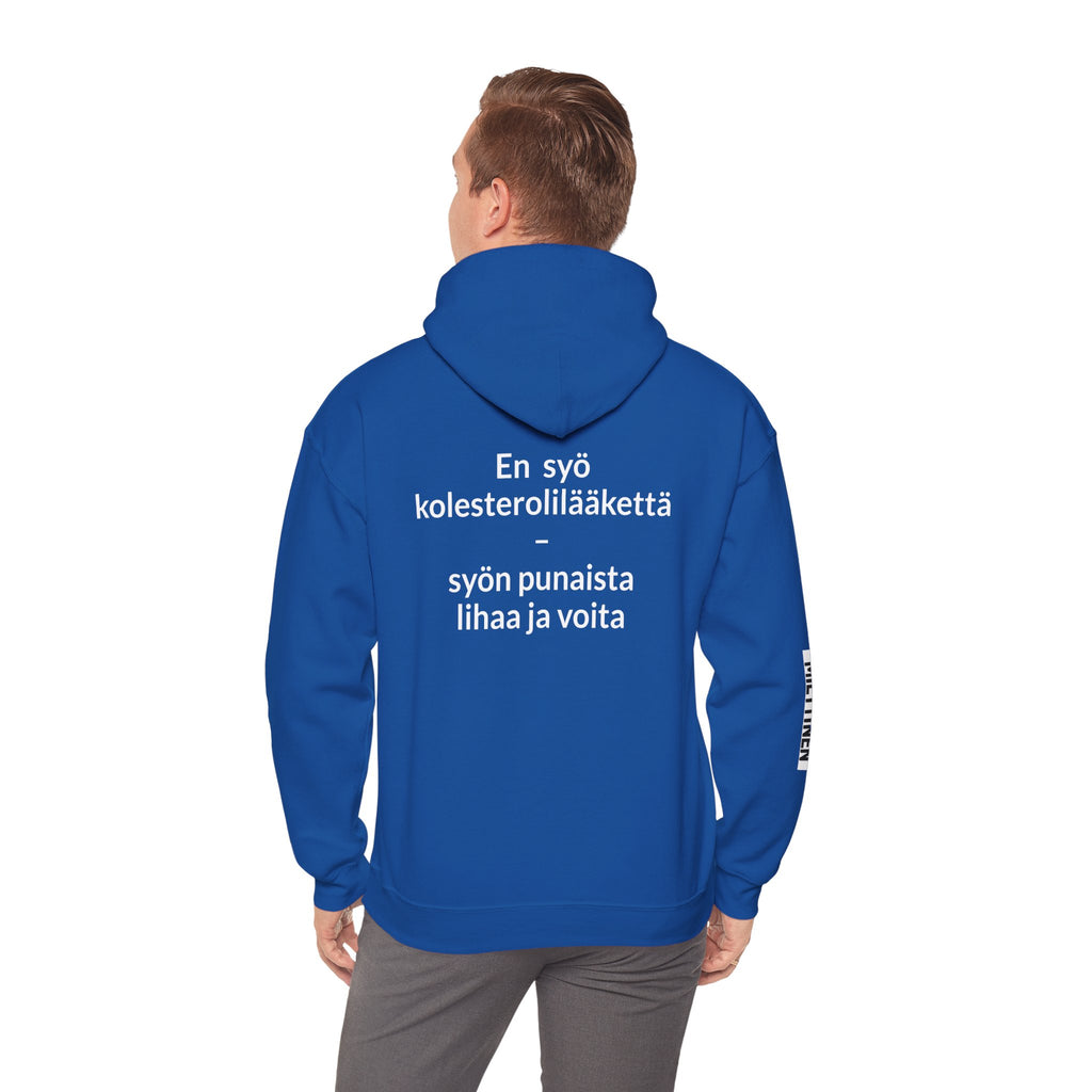 Ari Miettinen kanavan huppari tekstillä en syö kolesterolilääkettä